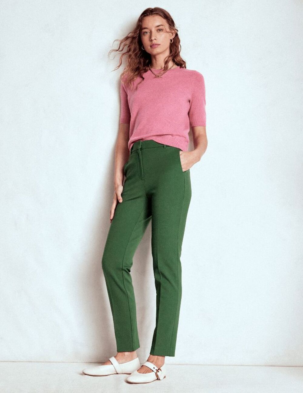 Boden Hunter Green Highgate Ponte Slim Fit Dress Pants Women's Size 4 Long